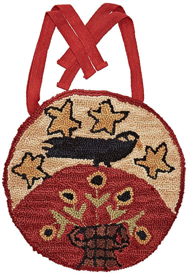 Folk Crow Hooked Chair Pad Park Designs - The Fox Decor
